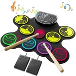 Electronic Drum Set, 10 Pads Roll-up Practice Pad With Pedals & Sti.... Fixed Price $70.46.