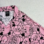 Kirby Nintendo Hal Laboratory Button Up Shirt Mens Medium Pink Teal Ombre Rayon. Fixed Price $20.99.
