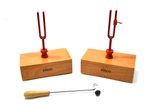 Eisco Labs Pair Of Resonant Tune-able Tuning Forks Mounted On Pine Box. Fixed Price $59.29.