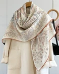 70% Cashmere 30% Silk Scarf 53'' Shawl Neckerchief Circle Print Bandana Wrap New. Fixed Price $59.99.