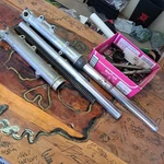 1977 Kawasaki Kz750b Front Suspension Forks Set With Brand New Top Caps. Fixed Price $85.00.